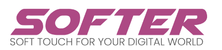 softer logo tm registered white