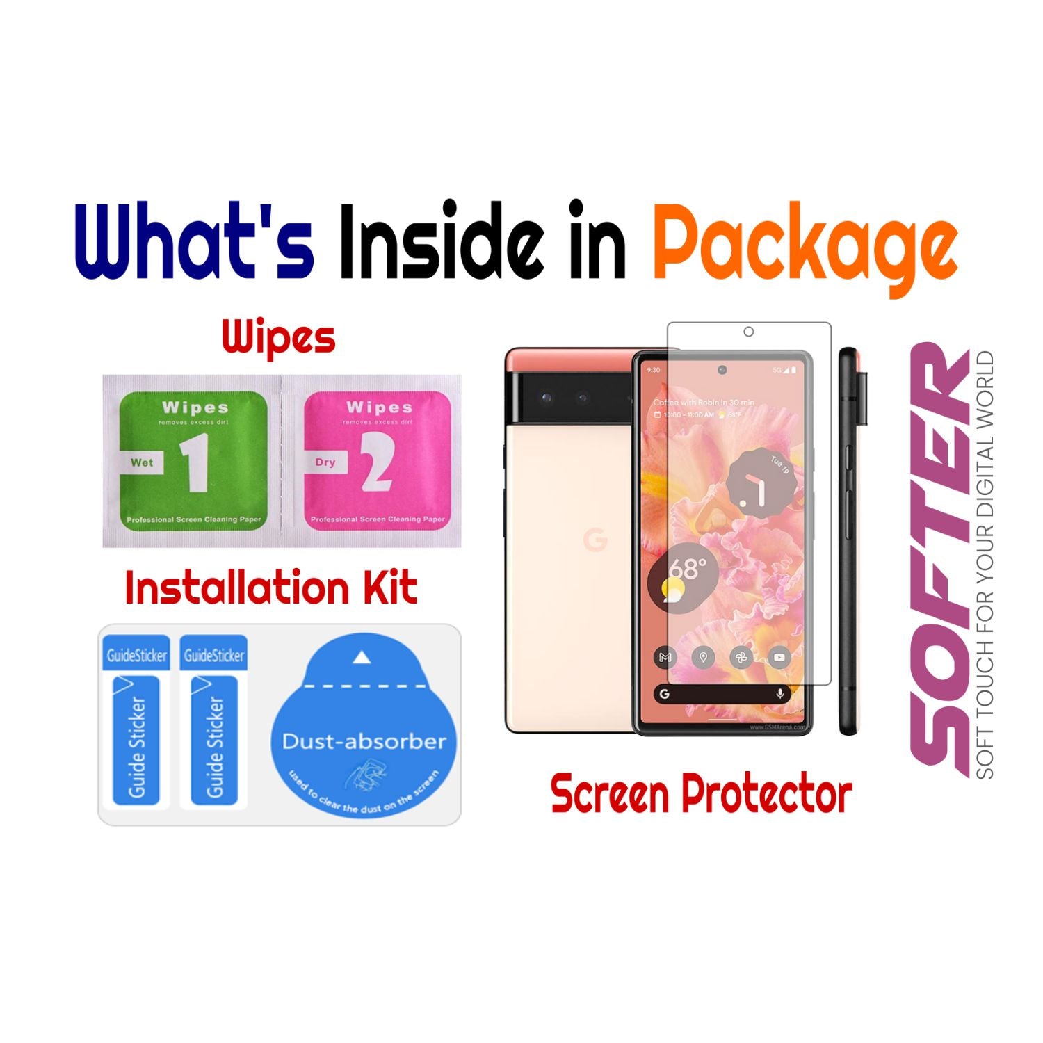 softer screen protector inside package