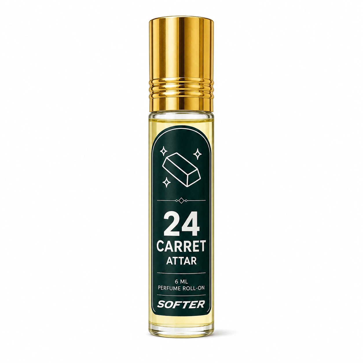 Softer 24 Carret Attar 6ml Roll-On Perfume Oil Bottle