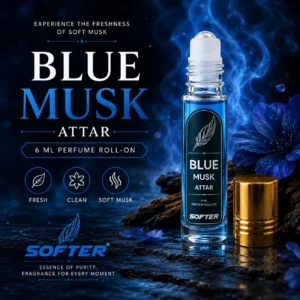 blue musk attar rollon with open cap
