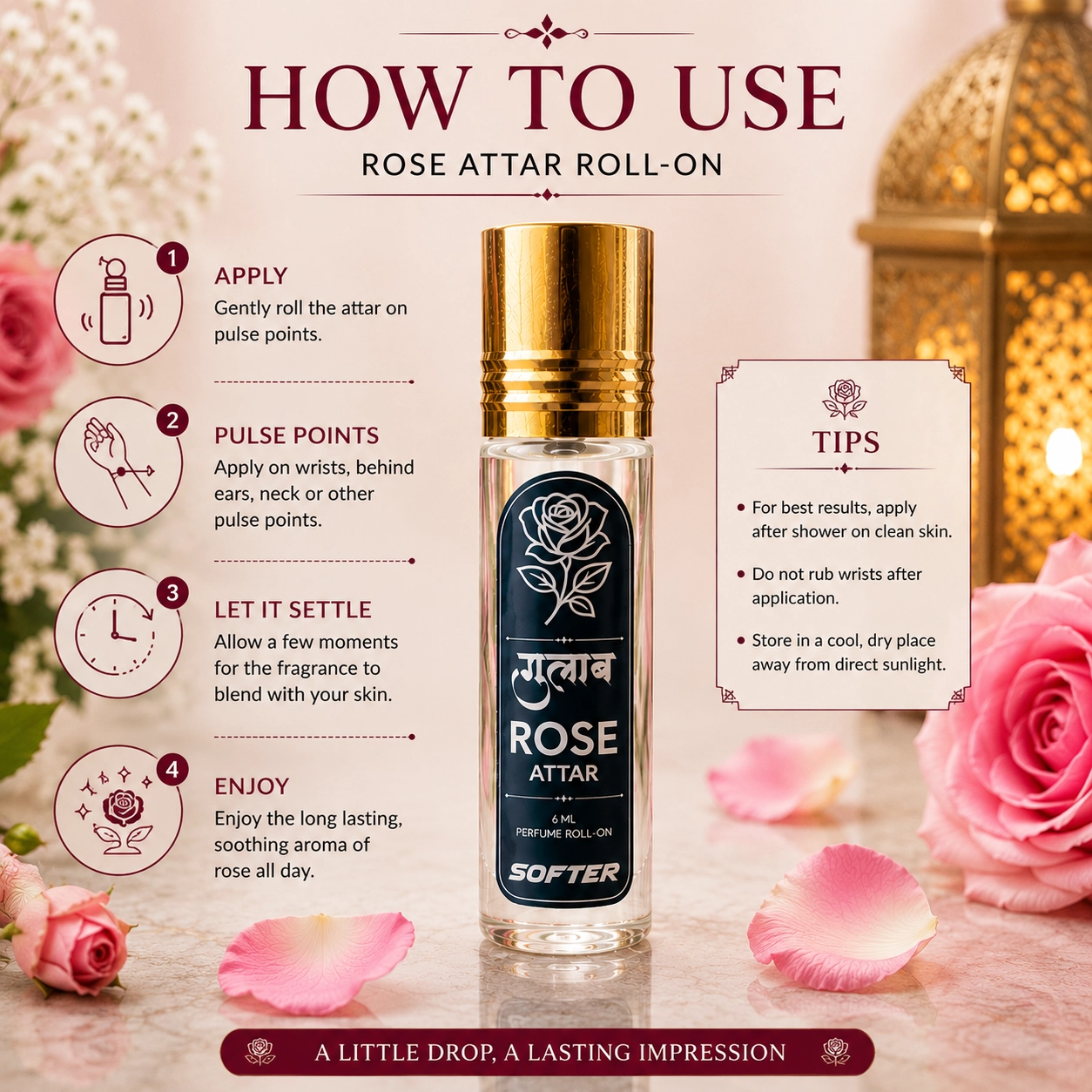 softer rose attar how to use